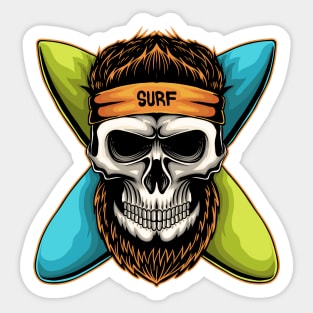 surfing beard skull Sticker